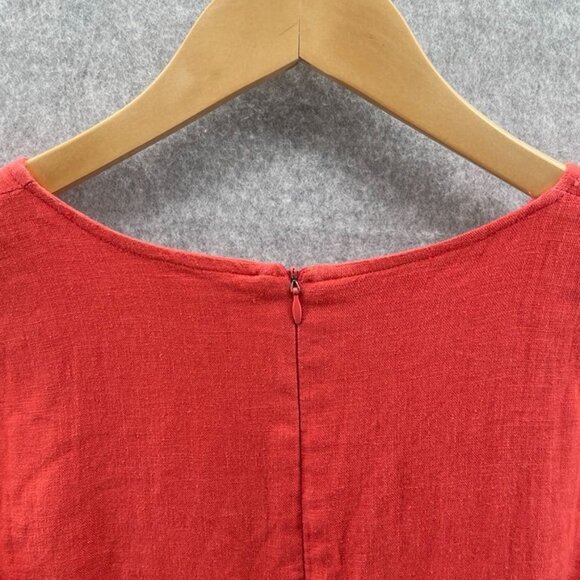 COUNTRY WEAR CASUALS Maxi Dress Womens Large Orange Linen Rayon Silk Embroidered - Picture 4 of 8